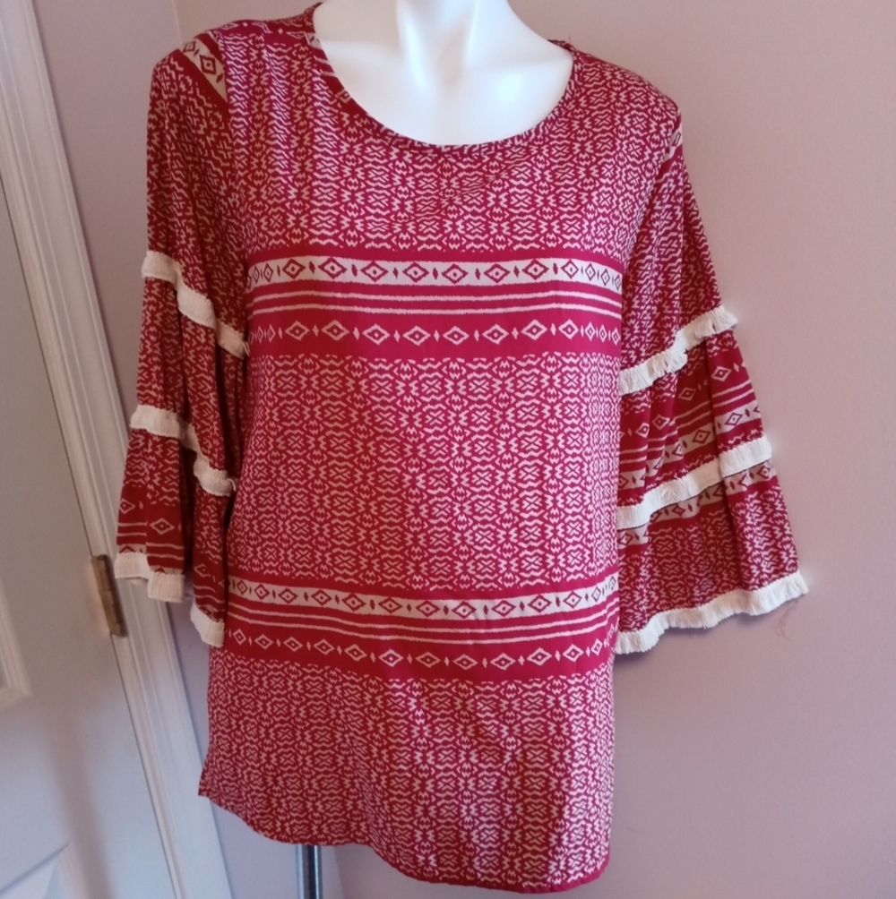 Auditions gently won red and white bohemian‎ top